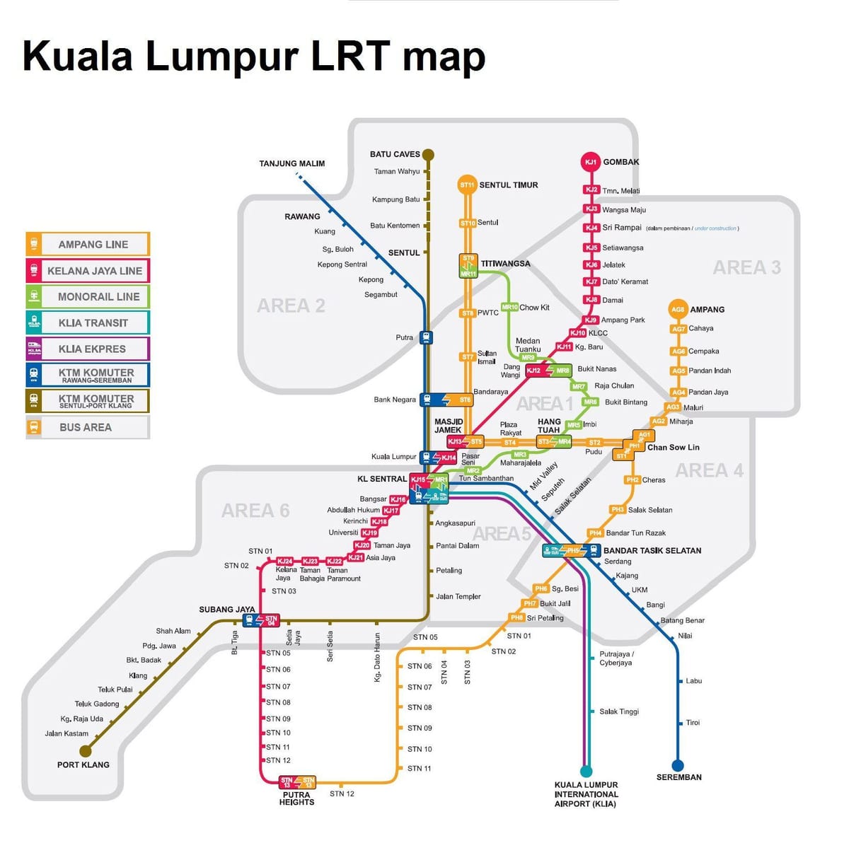 kl sentral एलआरटी नक्शा