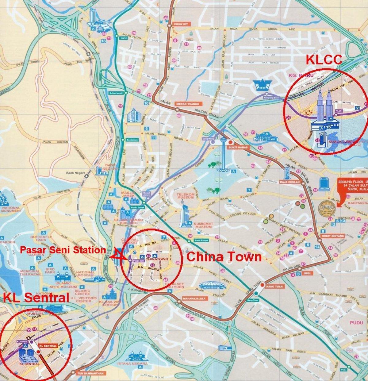 chinatown क्वालालंपुर में यात्रा के नक्शे