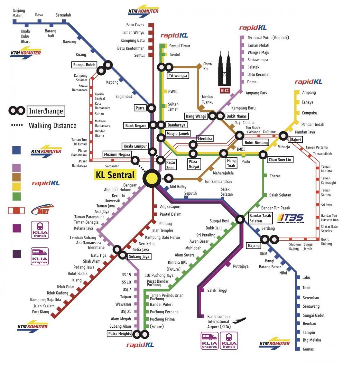 kl sentral के रेलवे स्टेशन का नक्शा