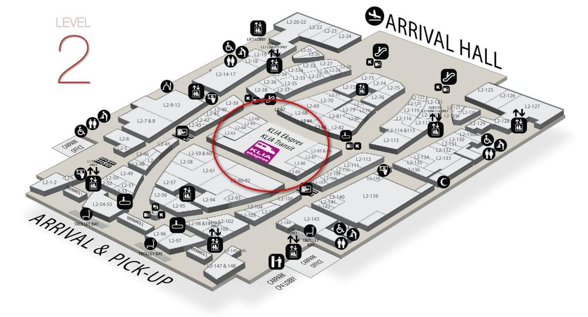 klia2 आगमन नक्शा