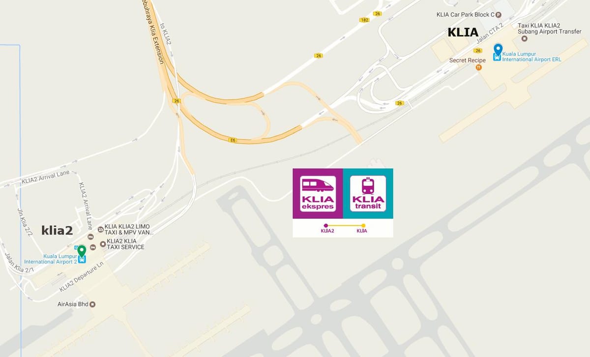 klia एक्सप्रेस ट्रेन का नक्शा