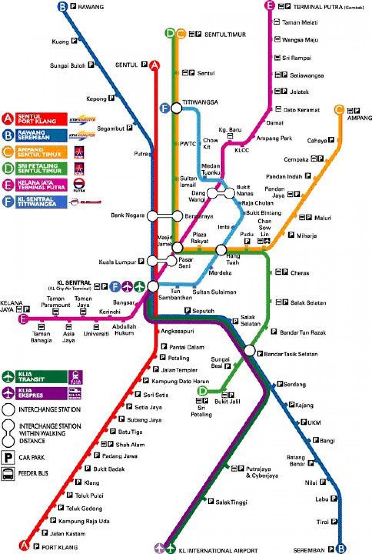 klia एक्सप्रेस ट्रेन का नक्शा