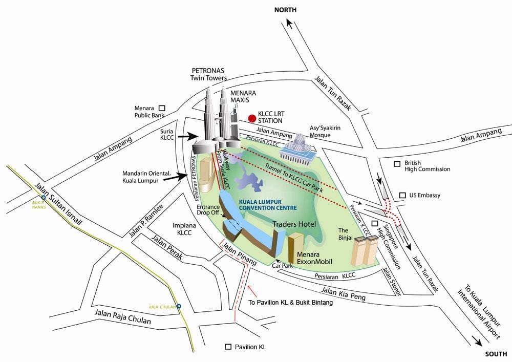 klcc क्षेत्र का नक्शा