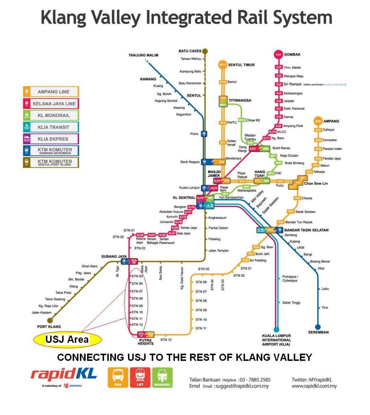 subang jaya एलआरटी ट्रेन का नक्शा