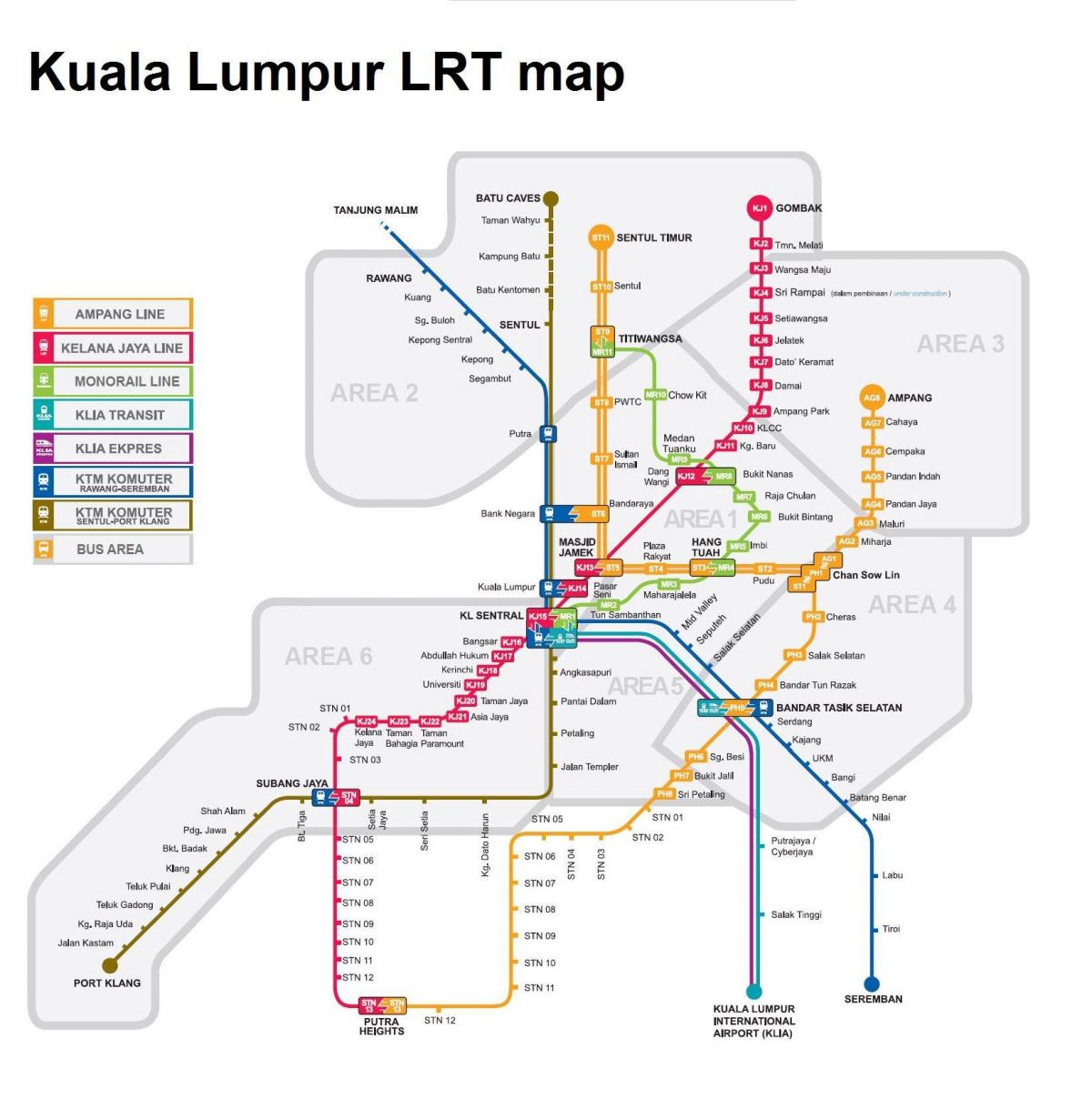 एलआरटी नक्शा केएल मलेशिया
