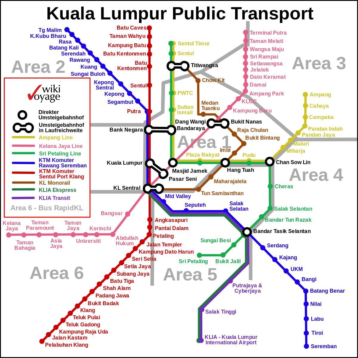 सार्वजनिक परिवहन नक्शा कुआलालंपुर