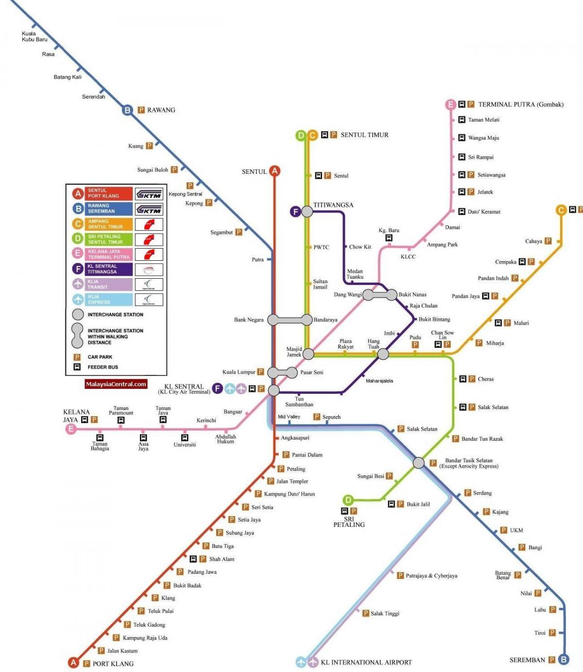 कुआलालंपुर प्रकाश रेल मानचित्र