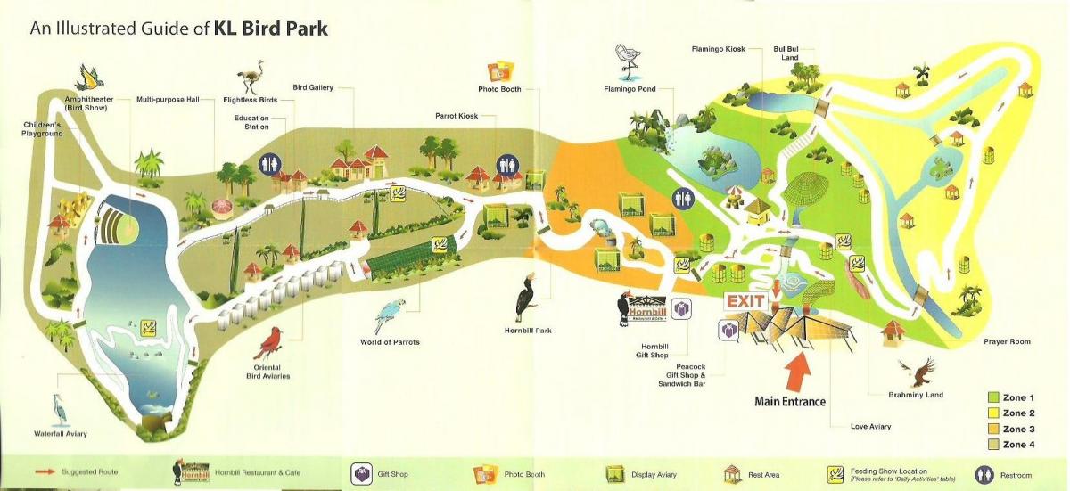 कुआलालंपुर बर्ड पार्क का नक्शा