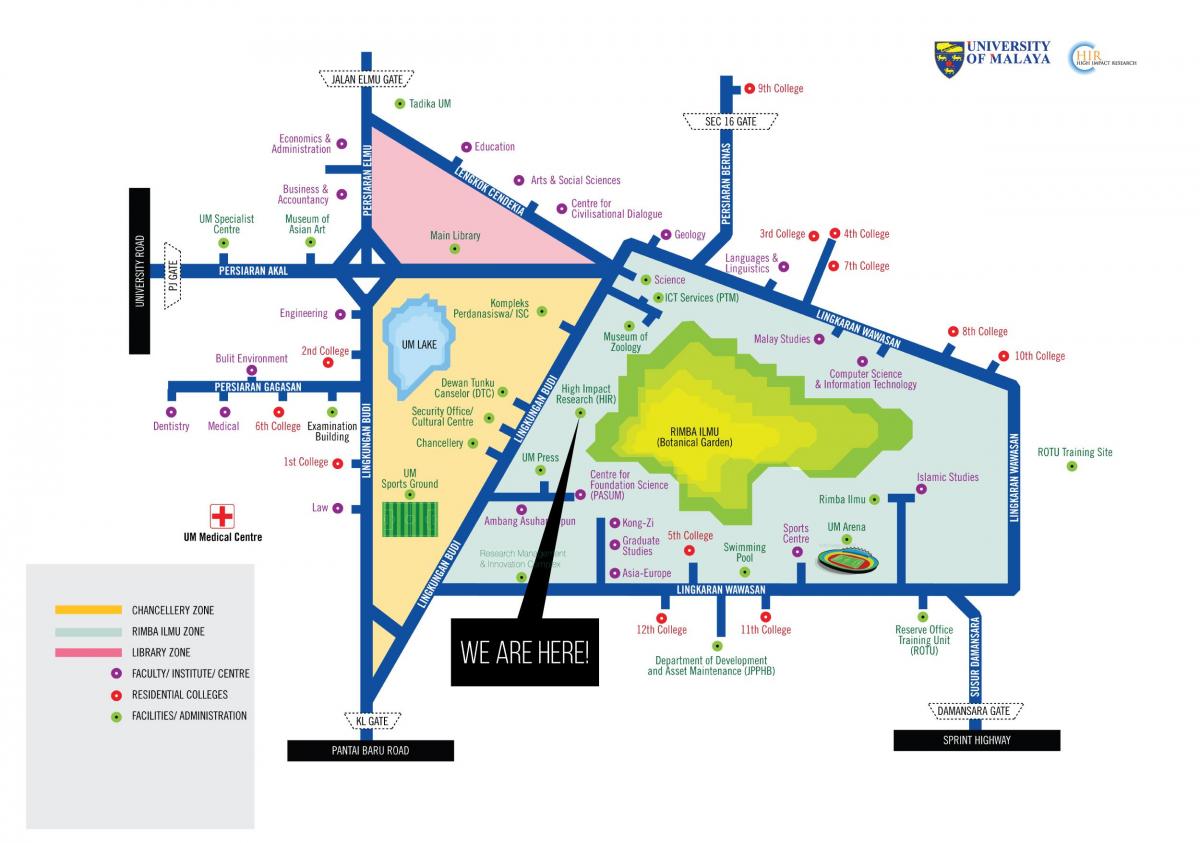 विश्वविद्यालय का नक्शा मलाया