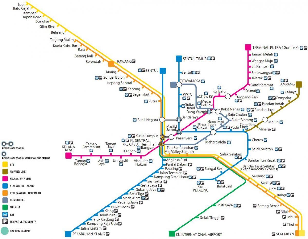 सार्वजनिक परिवहन के नक्शे मलेशिया
