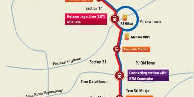 Kelana जया एलआरटी स्टेशन का नक्शा