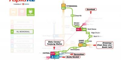 Kl sentral मोनोरेल स्टेशन का नक्शा